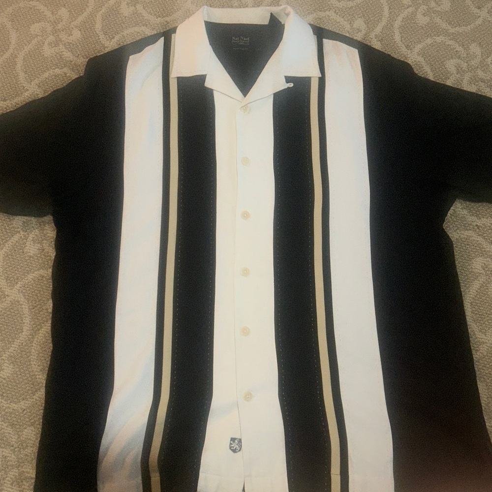 Nat Nast Luxury Originals Mens 100% Silk Shirt large Bowling Retro Rockabilly - Picture 4 of 7